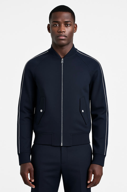Smart Bomber in Wool Crepe